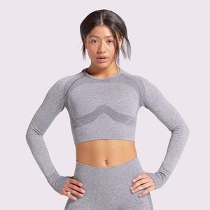 Gymshark: Flex Long Sleeve Crop Top (Charcoal/Pink Marl)